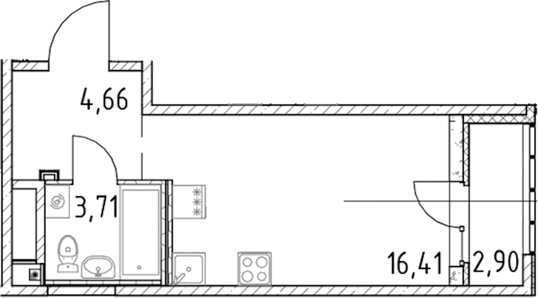 Квартира студия 24.78 м², 8/23 эт., ЖК «Город Первых»